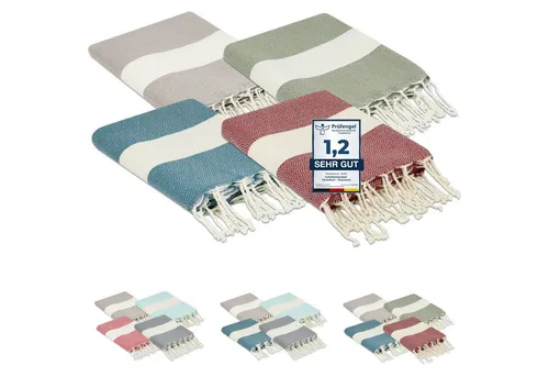 furora Holiday Strandtuch groß 100x200 cm – 4er Set aus Baumwolle, vielseitig einsetzbar - Entdecke unser 4er Set original Strandtücher in Premium Qualität. Mit 100x200 cm sind sie ideal für Strand, Sauna oder als Picknickdecke. Dünn und leicht, perfekt für unterwegs!