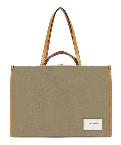 Liebeskind Berlin Shopper Large - Dark French Grey - Damen-Shopper aus robustem Baumwollcanvas mit Lederapplikationen, geräumig und ideal für jeden Tag, mit praktischem Zwei-Wege-Reißverschluss und mehreren Innenfächern.