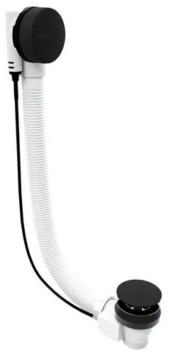 Ablaufgarnitur schwarz matt 60cm mit Stopfen 72mm - Hochwertige Ablaufgarnitur in elegantem Schwarz, ideal für moderne Badezimmer. Robustes Kunststoffmaterial sorgt für Langlebigkeit und einfache Installation.