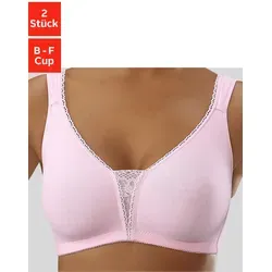 Soft-BH PETITE FLEUR, Damen, Gr. 105, Cup D, rosa (rosa, weiß), Jersey, Obermaterial: 90% Baumwolle, 5% Elasthan, 5% Polyamid, BHs Soft-BH, ohne Bügel mit Spitzen-Details, Topseller