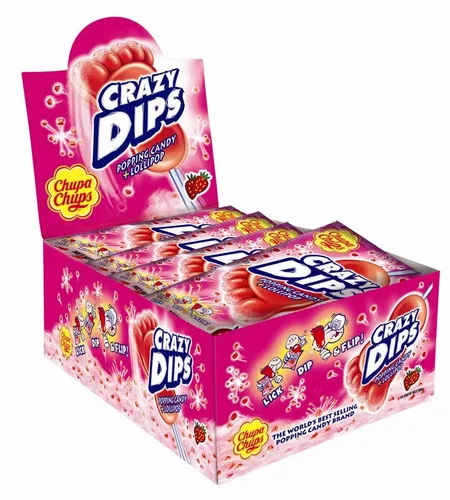 Chupa Chups Crazy Dips Erdbeer Lutscher 24x14 g Pg. in rot von Chupa Chups