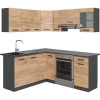 Vicco Eckküche Küchenblock Rick Anthrazit Eiche 190 cm