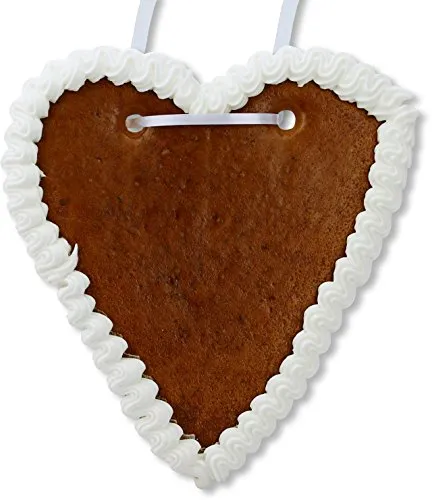 Lebkuchenherz Rohling mit Rand zum Verzieren, 18 cm, Weiß