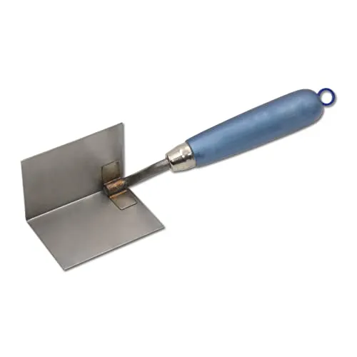 DEWEPRO Innenecken-Kelle – Edelstahl Kantenkelle 85x60x60mm Mit Ergonomischem Holzgriff – Rostfreie Eckenkelle Für Präzises Verputzen, Spachteln Und Innenausbau – Profi Handwerkerqualität
