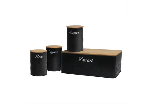 Neuetischkultur Brotkasten 4er-Set Schwarz aus Eisen von Neuetischkultur