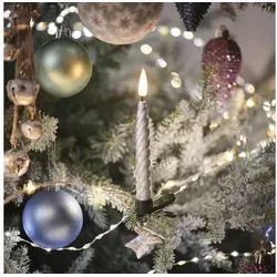 Lights4fun LED-Christbaumkerzen 10er Set TruGlow in Silber