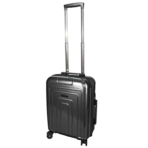 Schwarzer Hartschalen Reisekoffer Trolley - 55 cm - Reisekoffer & Trolleys: Leichter Polycarbonatkoffer mit ausziehbarem Teleskopgriff bis 105 cm, ideal für Handgepäck und Reisen.