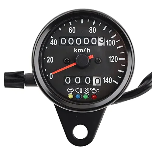Keenso Motorrad Tachometer, Motorrad 65mm Wasserdicht Tachometer LED Mechanik Kilometerzähler mit Indikator