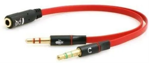 System-S Audio Mikrofon Adapterkabel für Smartphone Headset zu PC Verbindung