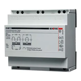 Grothe GT 1980 Sicherheitstrafo 12/16/24V 3,3/1,6A - Sonstige Elektroinstallationsartikel, sicherer Betrieb dank PTC-Schutz bei Kurzschluss und Überlast, ideal für Dauerbetrieb und Einbau in Verteiler.