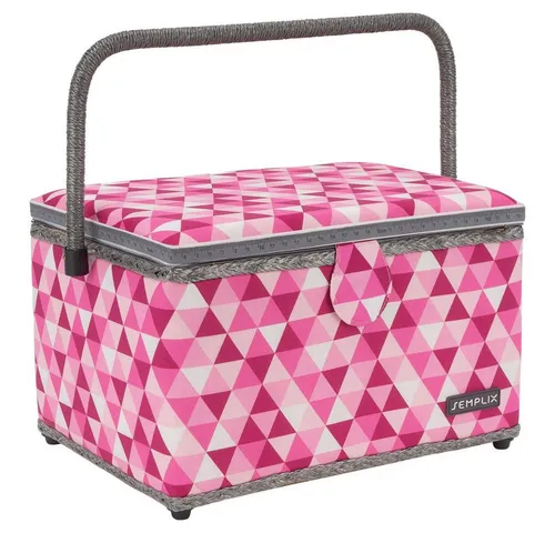 Semplix Nähkorb - Nähkasten Diamond beere/rosa (BxTxH): 30,5 x 22,5 x 19 cm