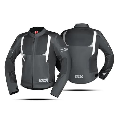 IXS Trigonis-Air Motorrad Textiljacke, grau, Größe M für Männer - Motorradjacke mit atmungsaktivem Netzfutter und großen Mesh-Flächen für optimale Belüftung, ideal für warme Fahrten.