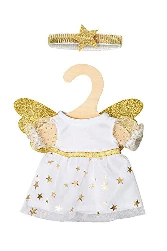 Heless 9152 - Kleid für Puppen im Design Schutzengel, mit goldenen Flügeln und Sternen-Haarband, Größe 20 - 25 cm
