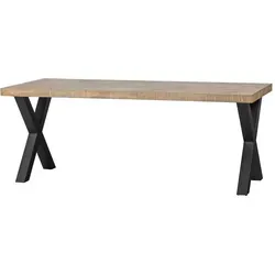 Esstisch Tablo Mango Gräte mit ALK-Gestell, 180 cm - Esstische, einzigartiger massiver Mangoholz-Tisch mit stilvollen Metallbeinen, der jedem Esszimmer einen besonderen Charme verleiht.