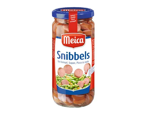 Meica Wurstkonserve, Meica Snibbels Würstchenscheiben für Eintopf ATG 207g Glas 380g