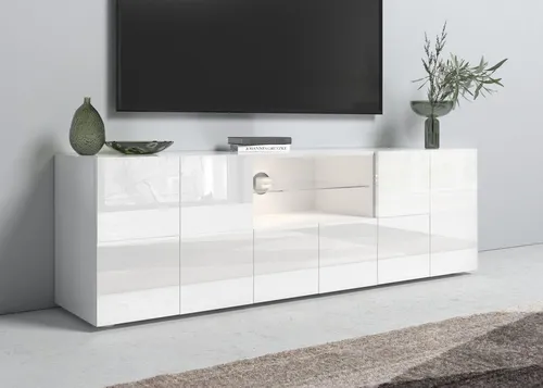 Home affaire Lowboard Dama Breite 181 cm, TV-Board 2 Türen, 1 Schubkasten, TV-Schrank, Front in 3D-Optik, viel Stauraum, verschiedene Farben