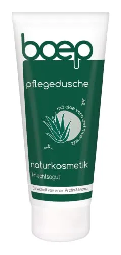 Produktbild boep Pflegedusche | Für Schwangere & Stillende geeignet | Vegan, natürlich & mild | Naturkosmetik Duschgel mit Bio-Aloe Vera | Für empfindliche Haut geeignet (200ml)