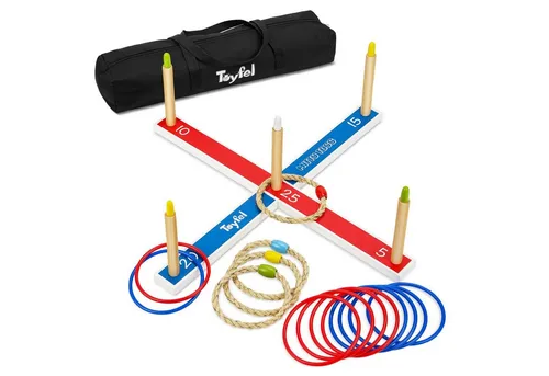 Toyfel Spiel Mitty Toss - XXL Ringwurfspiel mit 15 Ringen - Spiele: Geschicklichkeitsspiel für die ganze Familie, fördert Konzentration und Koordination, ideal für drinnen und draußen, inklusive praktischer Transporttasche.