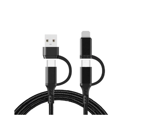 Ventarent 4 in 1 USB / USB C Cable Lightning USB-C USB-A Smartphone-Kabel, Lightning, USB Typ A, USB-C, USB-C, Lightning, 8Pin, USB Typ A (120 cm), USB, Lightning, USB-C, fast charging