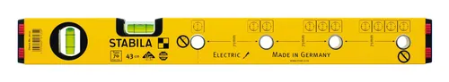 STABILA Elektriker-Wasserwaage Type 70 Electric - 120 cm, leichtes Alu-Profil mit Markierlöchern und praktischen Markierungshilfen für präzises Arbeiten