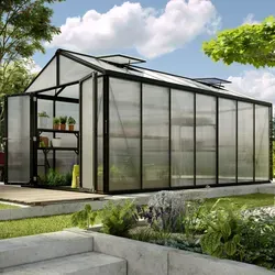 Vitavia Gewächshaus Zeus Comfort 13800, HKP 16mm, schwarz - Garten-Zubehör mit hochwertiger Ausstattung: Das robuste Gewächshaus bietet hohe Windstabilität, eine breite Doppelflügeltür und 10 Jahre Garantie auf Hohlkammerplatten. Ideal für anspruchsvolle Hobbygärtner!