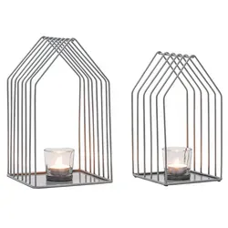 Marrakesch Teelichthalter 2er Set Carlon Grau - Teelichthalter im skandinavischen Design, aus hochwertigem Metall mit Kerzenglas. Ideal für stilvolle Akzente in jedem Raum und perfekt als Geschenk für besondere Anlässe.