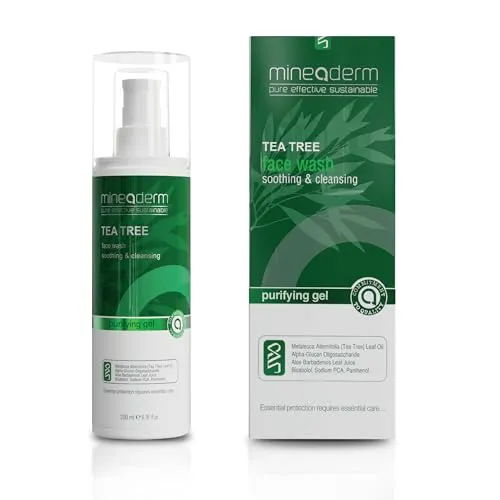 Mineaderm Tea Tree Waschgel mit Teebaumöl & Aloe Vera – Porentiefe Reinigung für fettige & zu Akne neigende Haut – Reguliert Sebum & spendet Feuchtigkeit – 200 ml