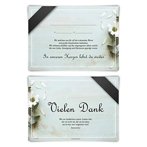 Trauerkarten Trauer Danksagungen 12 Stück Karten Set