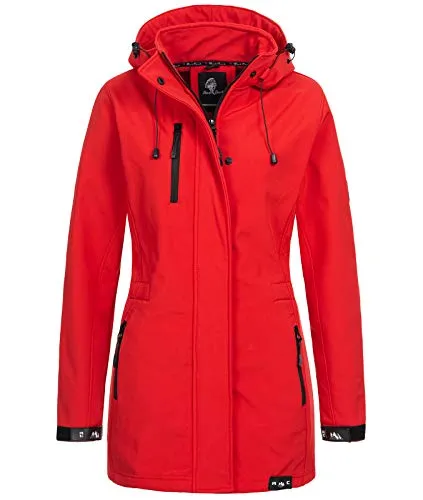 Rock Creek Damen Softshell Jacke D-423 - Wasserabweisender Outdoor-Mantel - Outdoor-Softshelljacken für Damen, ideal für Übergangszeiten mit abnehmbarer Kapuze und fünf praktischen Taschen für optimalen Stauraum.