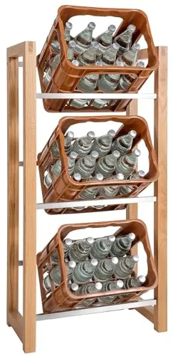 CLP Getränkekistenständer Robin I Regal für 3 Kisten - Standregal für genormte Getränkekisten, praktischer Ordnungshalter mit modernem Holz-Metall-Design, ideal für Küche, Wohnzimmer oder Flur.