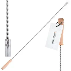 HOLZBRINK Drahtbürste Schubstange für Kaminbesen flexibel mit Holzgriff, (Putzstab, Kesselstab), Putzstab Zugstange grau flexibel mit Holzgriff | 100 cm