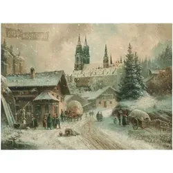 Nostalgischer Papier-Adventskalender Tag vor Heiligabend 38x27 cm