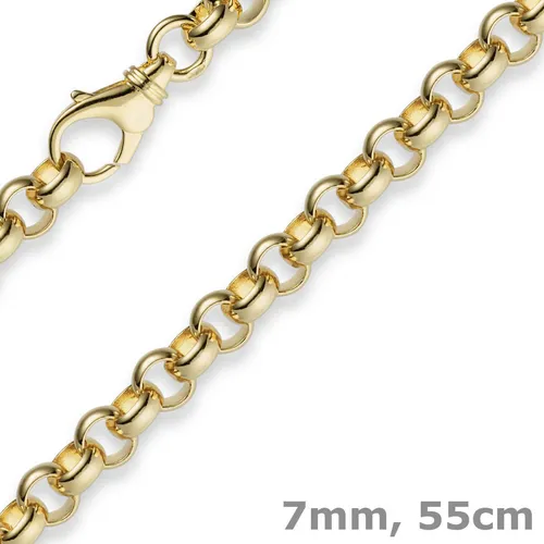 7mm Kette Collier Erbskette aus 750 Gold Gelbgold 55cm Unisex Goldkette
