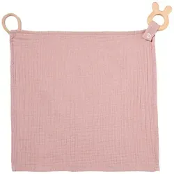 nordic coast company Kuscheltuch Rosa – 30x30 cm Spielzeug für Babys - Kuscheltuch aus 100% Baumwolle, ideal für Babys und Kleinkinder. Mit Beißring und Schnullerband, fördert die motorische Wahrnehmung. Perfekt als Geschenk zur Taufe oder Geburt!