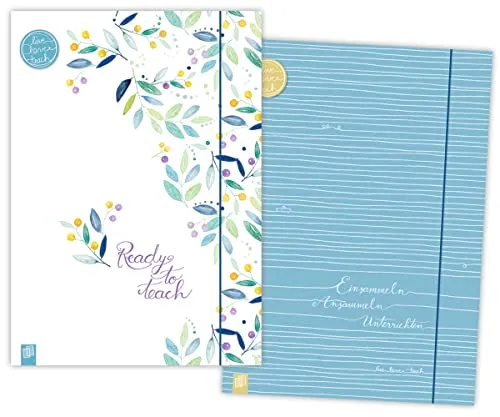 Meine 2 Sammelmappen DIN A4+ „live – love – teach“ Edition Blumen & Linien: Mit Verschlussgummi