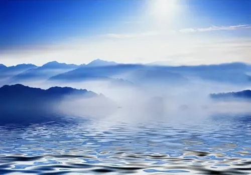 Tapete Deko 400cmx256cm Blaue Berggipfel See Wasser Natürliche Landschaft Vliestapete,Wanddeko Wohnzimmer/Schlafzimmer,Fototapete 3d Effekt,Wandbilder