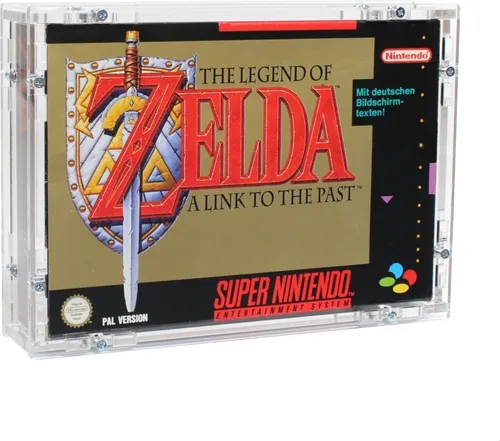 Verschraubtes Case aus Acrylglas für ein Nintendo SNES Spiel in/ Schutzbox / Protector / UV-Schutz / Schutzhülle / Transparent / Games / Super Nintendo Entertainment System - Zeigis®