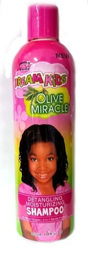 African Pride Dream Kids Olive Miracle Detangling Moisturizing Shampoo 355ml - Feuchtigkeitsspendendes Shampoo für Kinder, entwirrt sanft und pflegt das Haar, ideal für müheloses Kämmen.