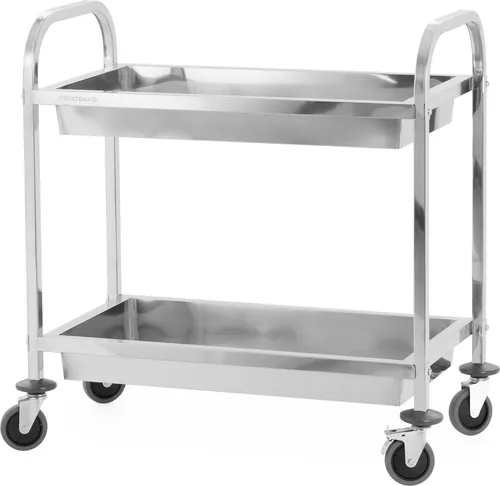 TECHNICA Servierwagen 2-Ebenen Edelstahl | Küchenwagen | Quadratgriff | 850×450×900 mm