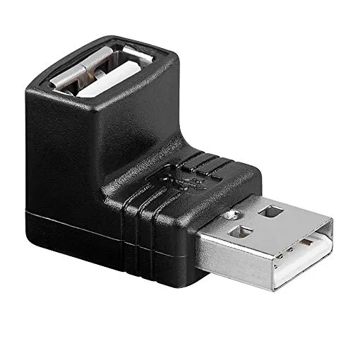 BestPlug 2.0 USB Adapter Verbindungsstück, USB A-Stecker männlich auf USB A-Buchse Kupplung weiblich 90° abgewinkelt, High Speed, Schwarz