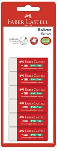 Faber-Castell 189525 - Radierer PVC-free 7095-20, 6 Stück