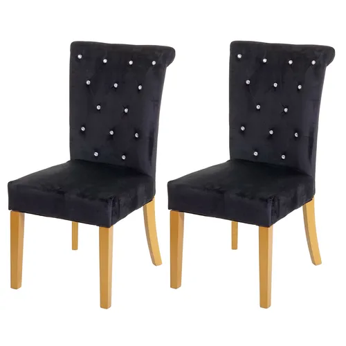 Hhg 2er-Set Esszimmerstuhl 513 – Eleganter Küchenstuhl in Schwarz mit Goldfüßen