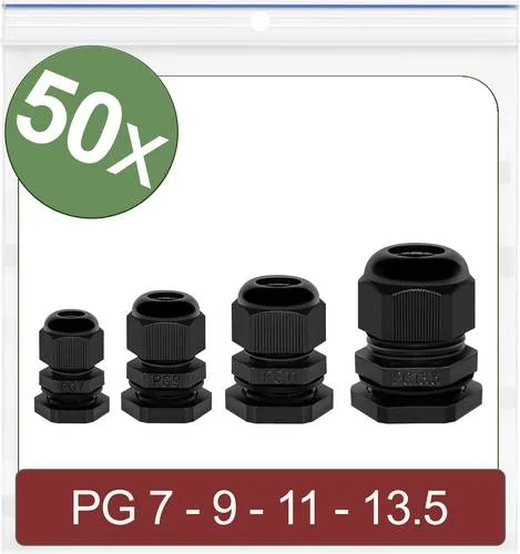 Quadrios 24CA389 Kabelverschraubung PG7, PG9, PG11, PG13.5 Polyamid Schwarz 50St.
