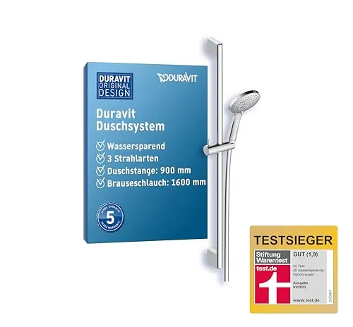 Duravit Brauseset 90 cm mit Handbrause 3jet - Handbrausen, wassersparende Handbrause mit MinusFlow für bis zu 40 % weniger Wasserverbrauch, modernes Design, kombinierbar mit allen Duravit Armaturenlinien.