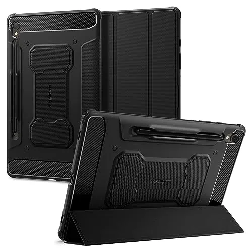 Spigen Rugged Armor Pro für Samsung Galaxy Tab S9 - Robuste Hülle mit S-Pen Halterung - Tablet-PC-Zubehör mit Mil-Grade-Zertifizierung und Luftpolstertechnologie für optimalen Schutz. Integrierte Stiftlagerung für den S-Pen und präzise Ausschnitte für vollen Zugriff auf alle Funktionen.