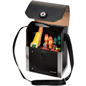 Parat Werkzeugtasche Top-Line Paralock - Echt Leder und Kunststoff, mit 17 Steckfächern und Magnetverschluss für einfache Einhandbedienung