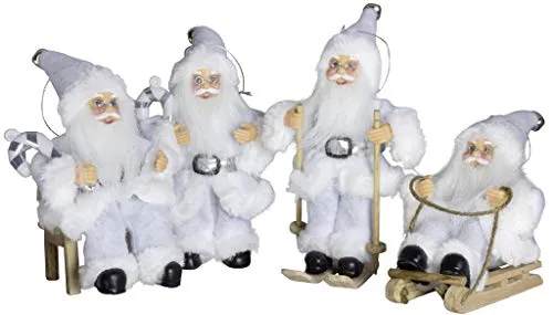 Christmas Paradise Deko-Figur Weihnachtsmann 4er Set Weihnachtsbaum-Schmuck Santa 4 Designs 18cm Weiß