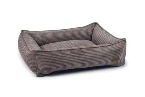 Designed by Lotte Ribbed Hundebett, Braun 80x70x22 cm - Hochwertiges Hundebett mit rutschfester Unterseite und abnehmbarem, waschbarem Bezug. Ideal für Komfort und Halt, perfekt für entspannte Stunden Ihres Hundes.