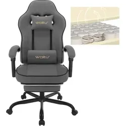 Woltu Gaming-Stuhl mit Kopfkissen und Fußstütze - Ergonomischer Bürostuhl mit atmungsaktivem Tech-Stoff, ideal für lange Gaming-Sessions. Hohe Rückenlehne und verstellbare Fußstütze sorgen für optimalen Komfort.