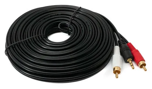 Cinch 2 RCA Kabel 10 m Stecker zu AUX 3,5 mm Klinke Stecker Stereo AV in Schwarz